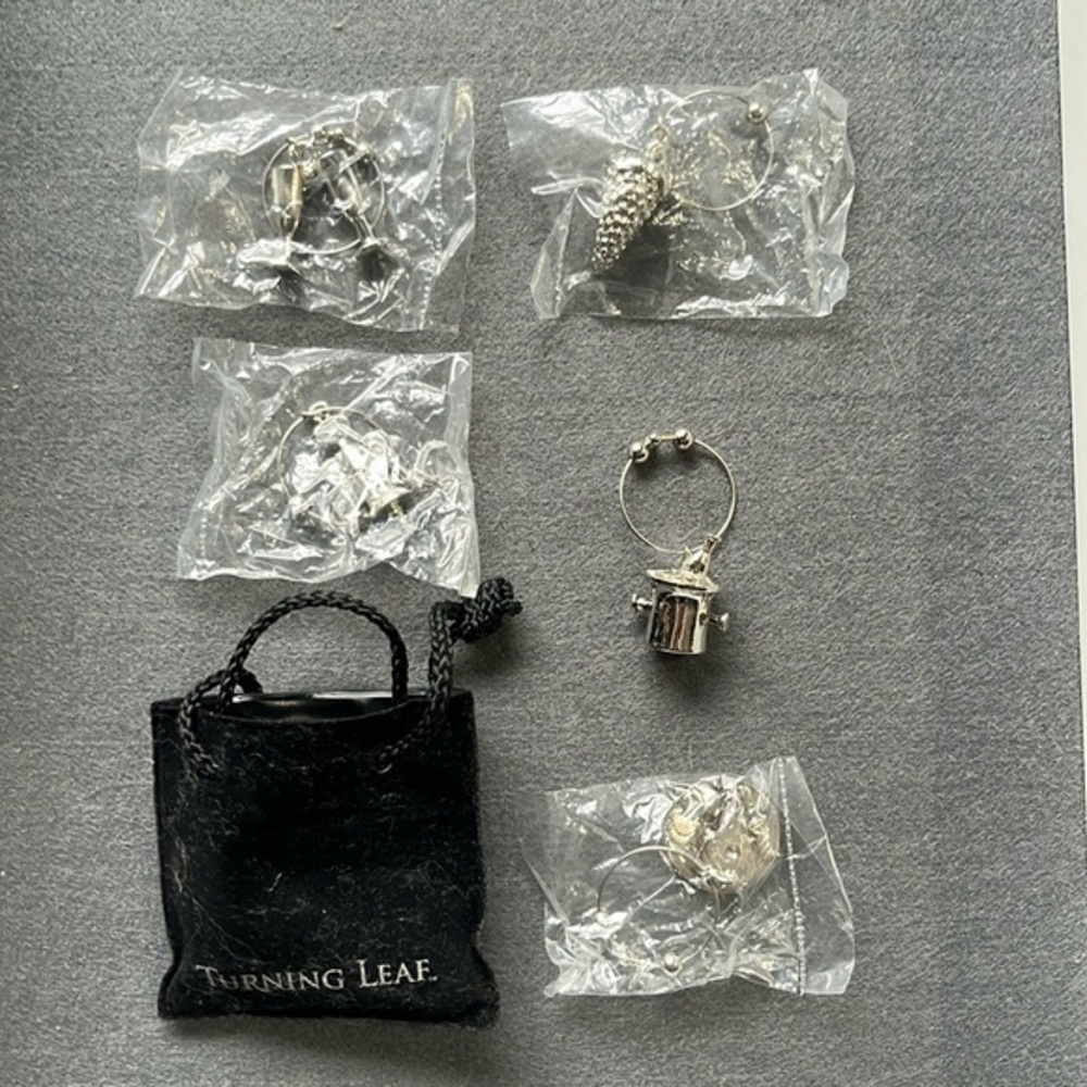 Turning Leaf silver wine glass charms